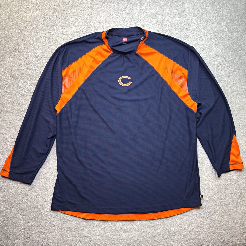 Chicago Bears NFL Team Apparel E System Long Sleeve Shirt Men's 2XL Navy Orange